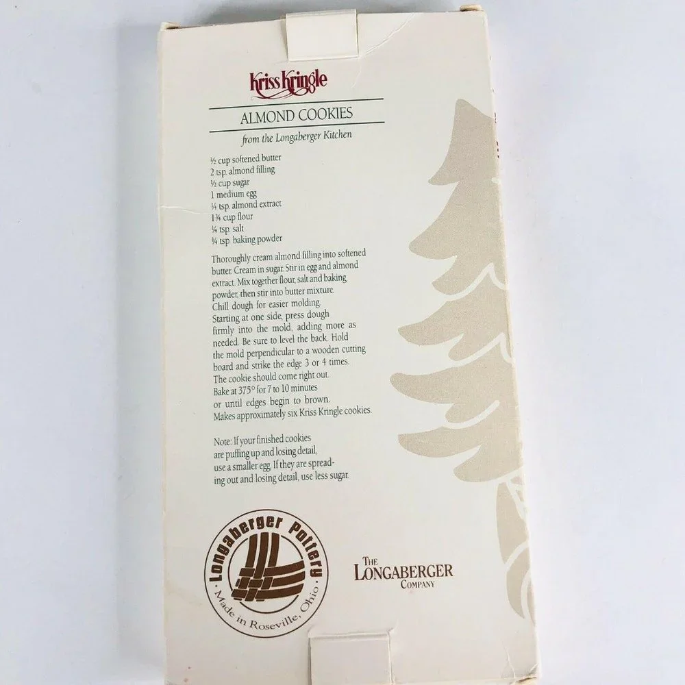 Longaberger Pottery Kriss Kringle Cookie Mold 1991‎